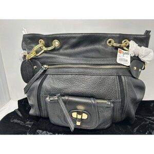 Wilsons Leather NWT Black Gold Leather Large Tote Travel Bag Purse Pelle Studio